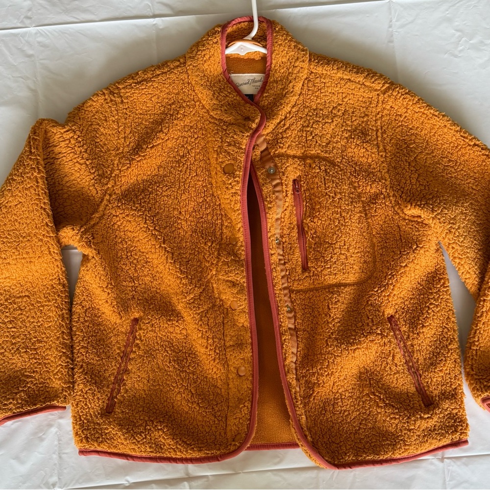 Orange Fleece Jacket with Red Accents